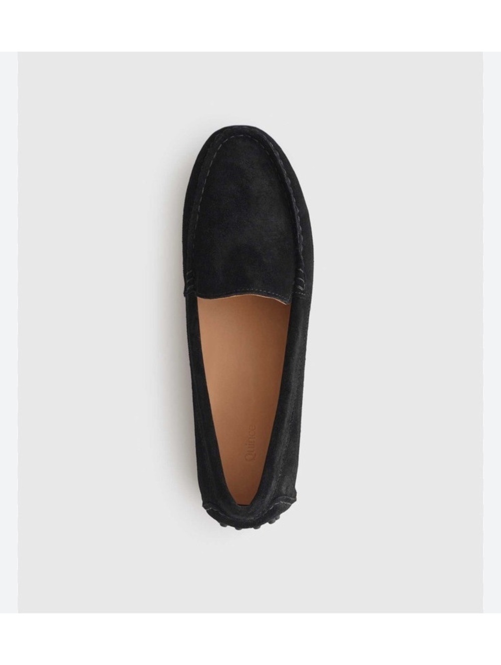 Quince Genuine Suede Womens Driver Loafer Black 8